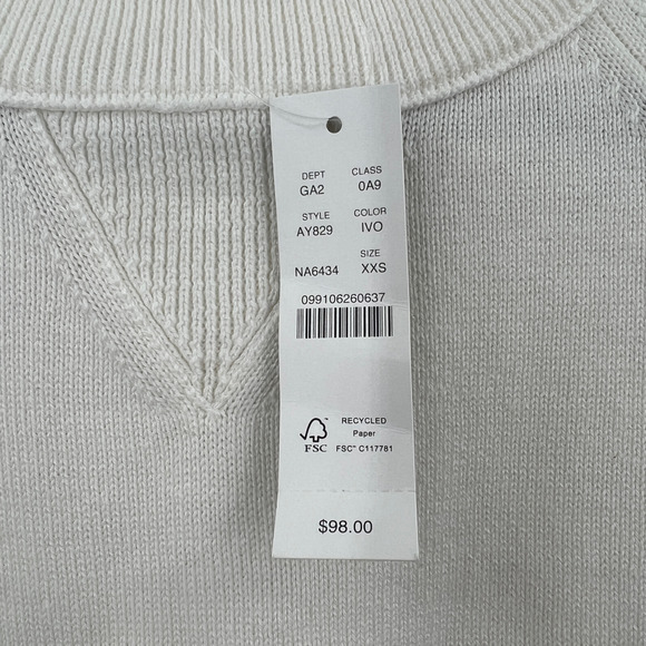 J. Crew Cotton Cashmere Pullover Sweatshirt in Ivory AY829 - Picture 7 of 10